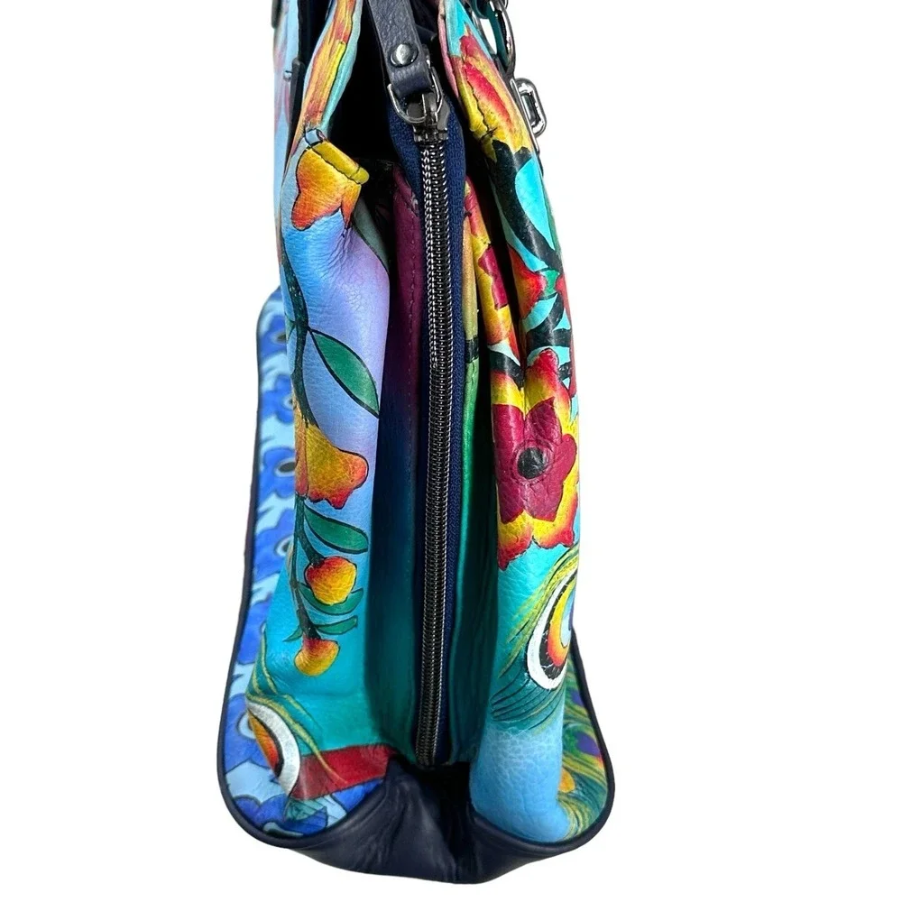 Sharif Hand‎ Painted Genuine Leather Art Deco Handbag & Matching Makeup Pouch